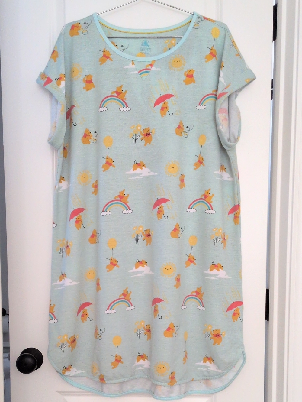 Women's XL Disney Light Blue Short-Sleeve Nightgown Dress with Winnie The Pooh